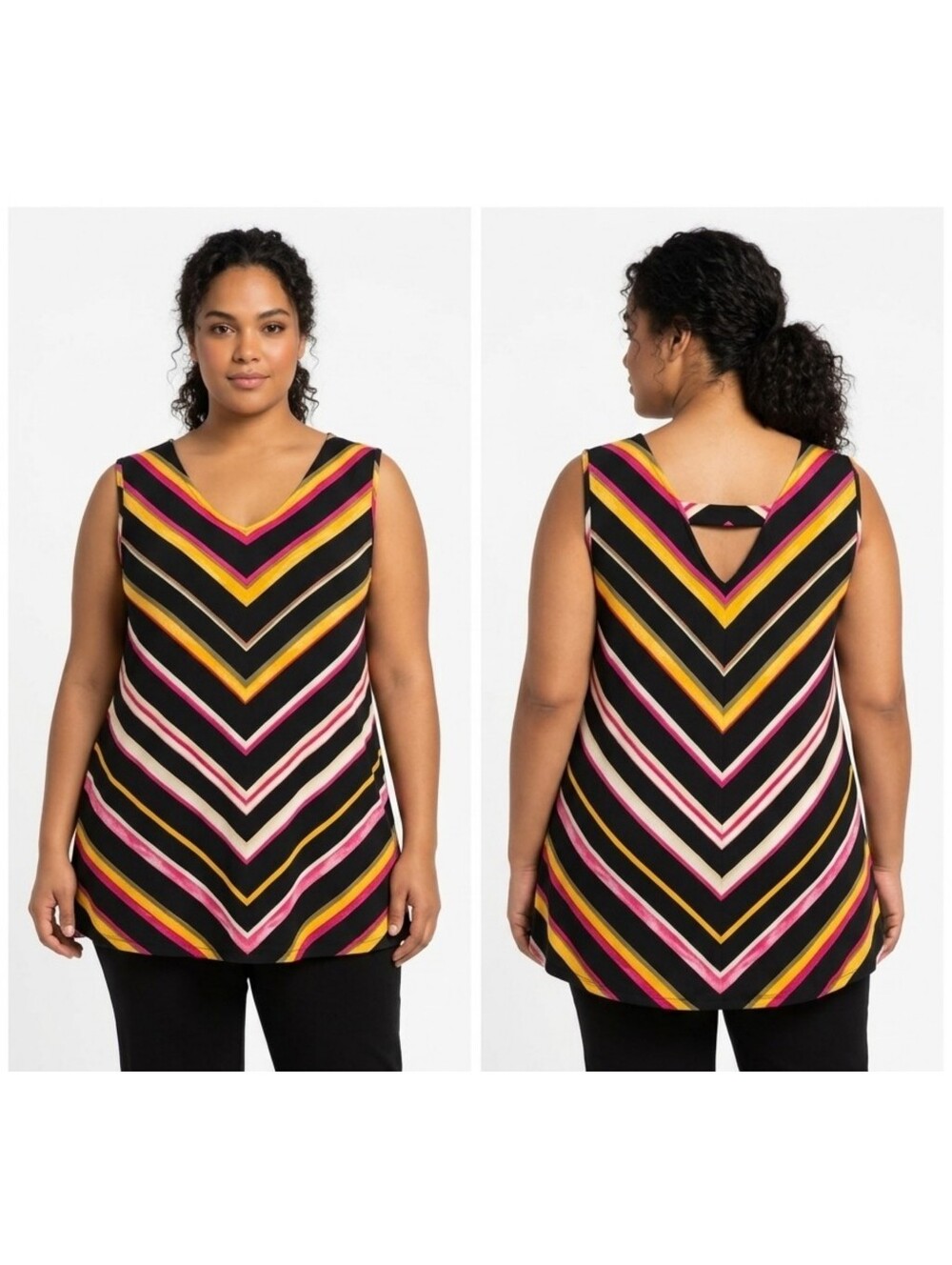 Cato Fashions Plus Size Chevron V-Neck Tank Top